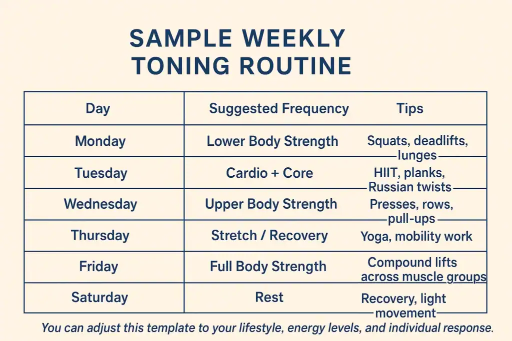 Achieving the Perfect Tone: How Often Should You Exercise for Results? 4 Weekly exercise West Mersea plan graphic