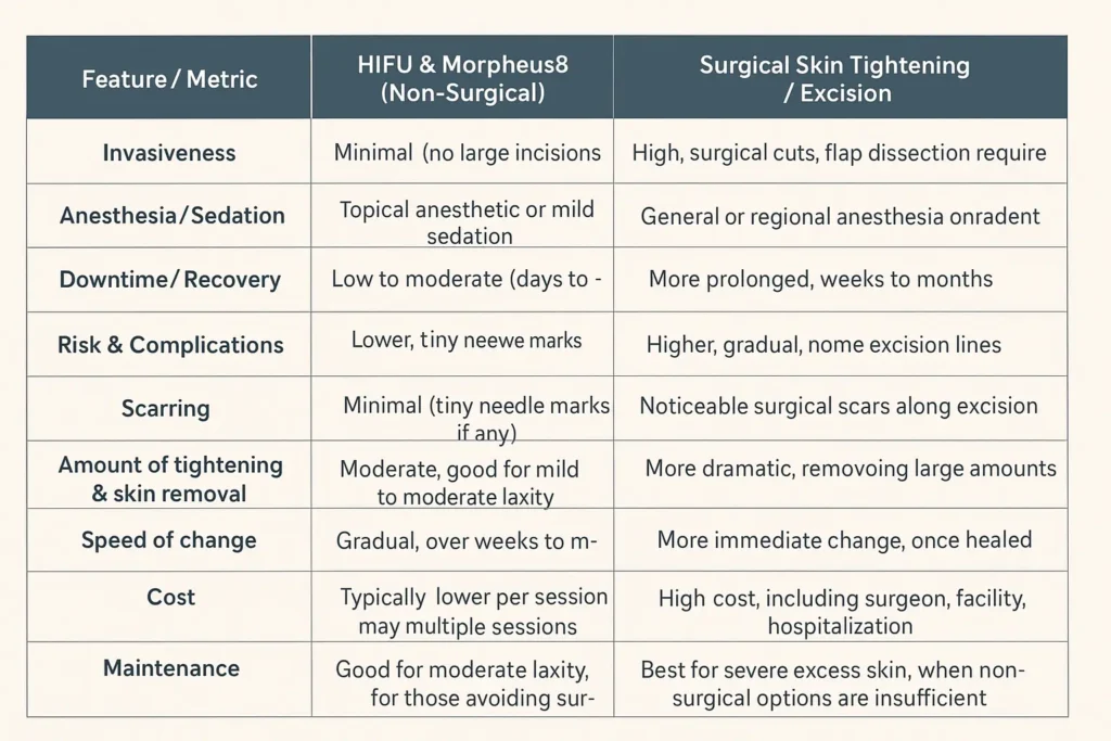 The Science of Skin Tightening 2 Table of skin tightening West Mersea benefits compared to surgical options